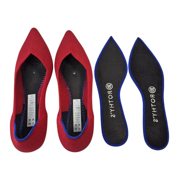Rothys Womens The Point Flats Size 8.5 Red Mesh Knit Comfort Classic Career - Picture 7 of 8